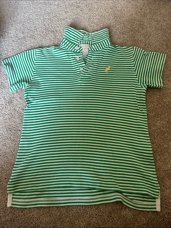 The Beaufort Bonnet Company Other - The Beaufort Bonnet Company Green & White Striped Polo with Yellow Logo
